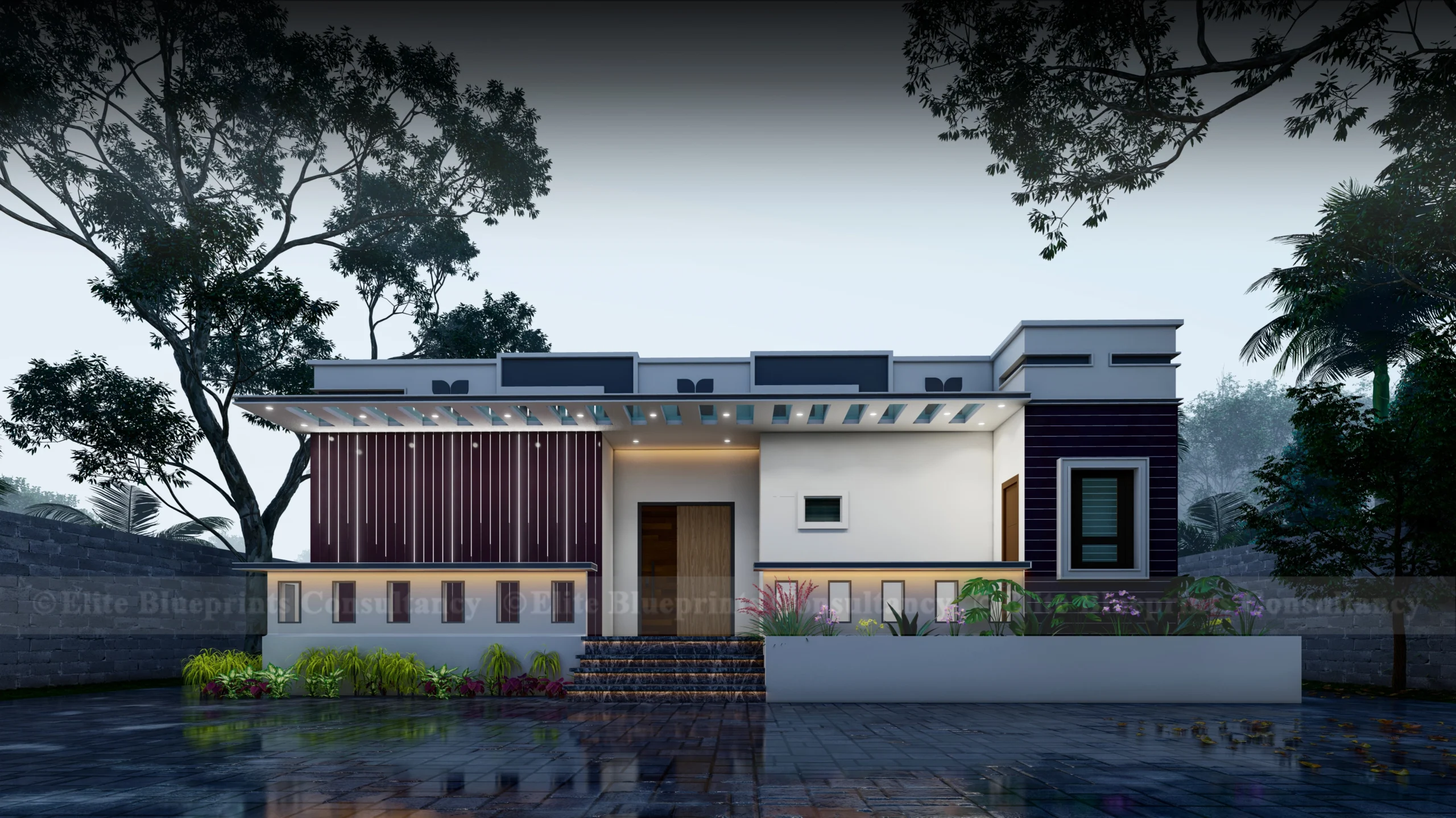 exterior view of a residential bungalow